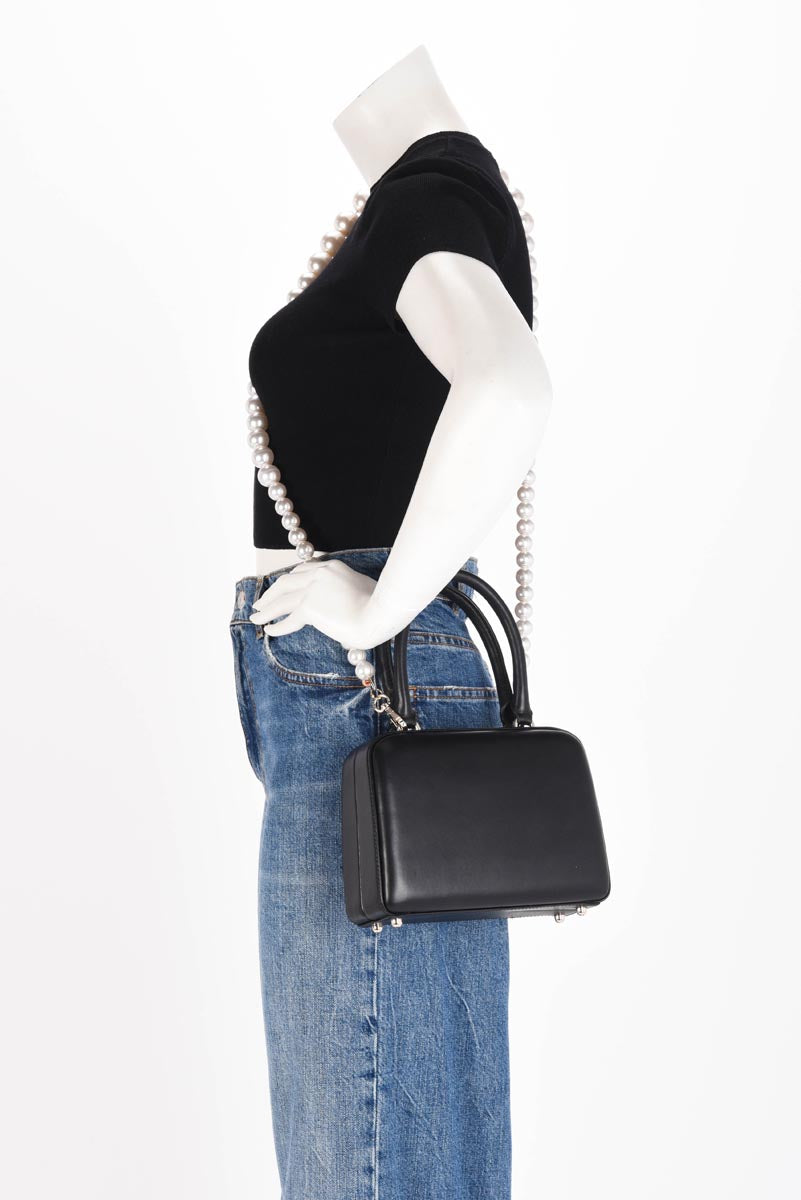 Simone Rocha Black Lambskin Mini Handheld Case With Pearl Strap