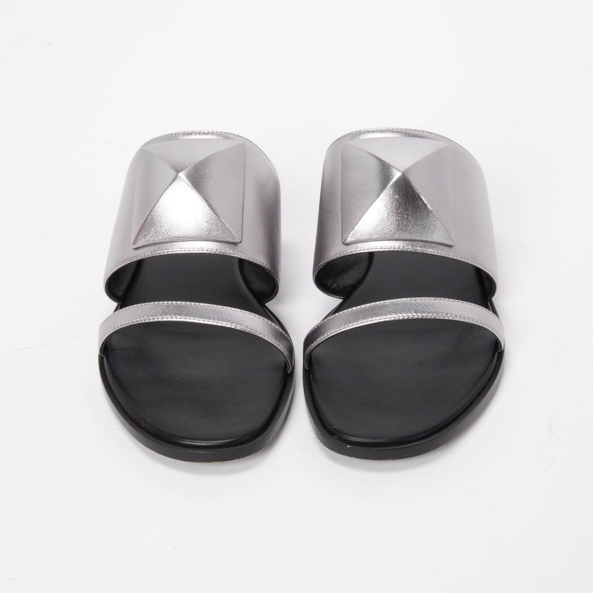 Hermes Gris Argente Lambskin Caia Sandals 39