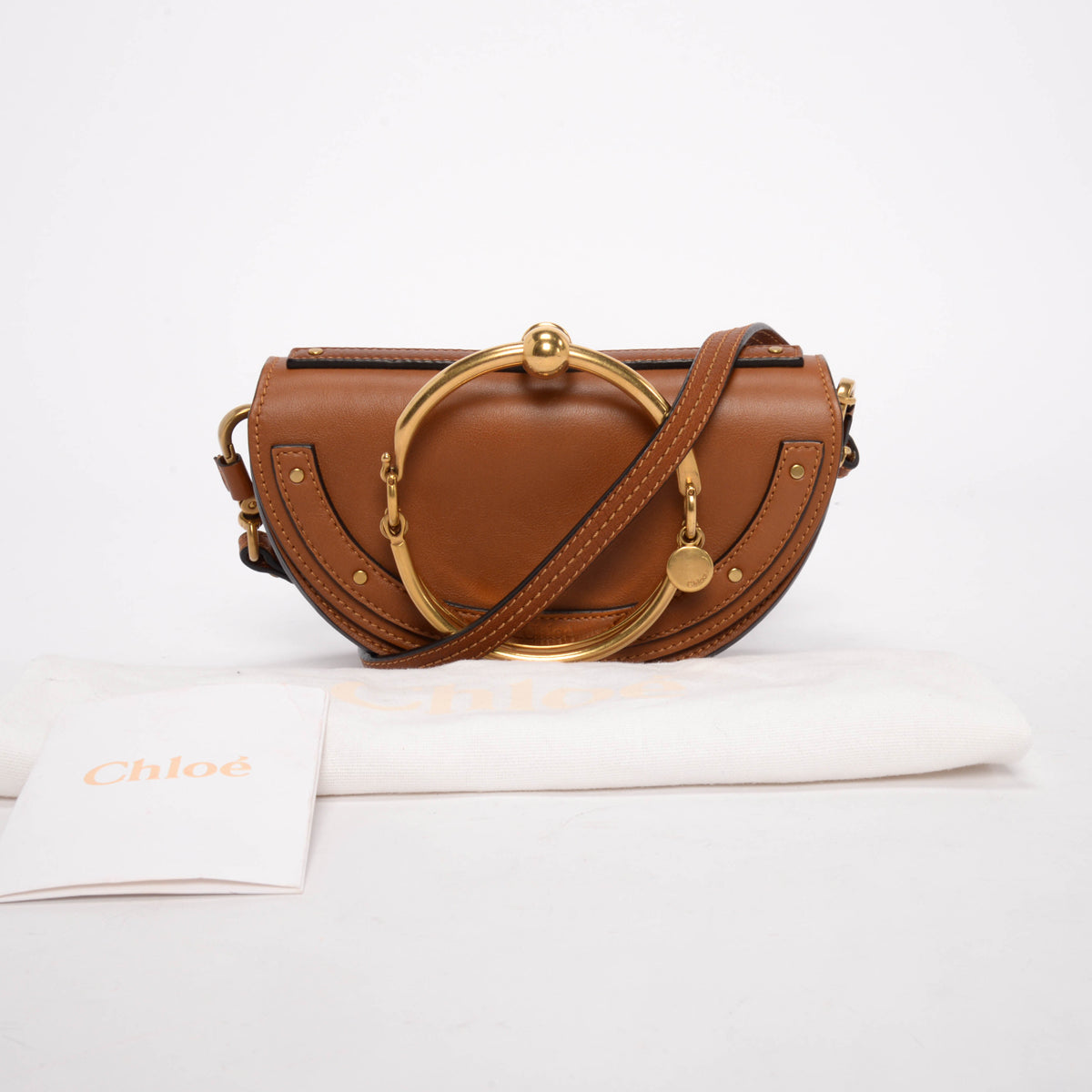 Chloe Tan Calfskin Nile Minaudiere Bracelet Bag