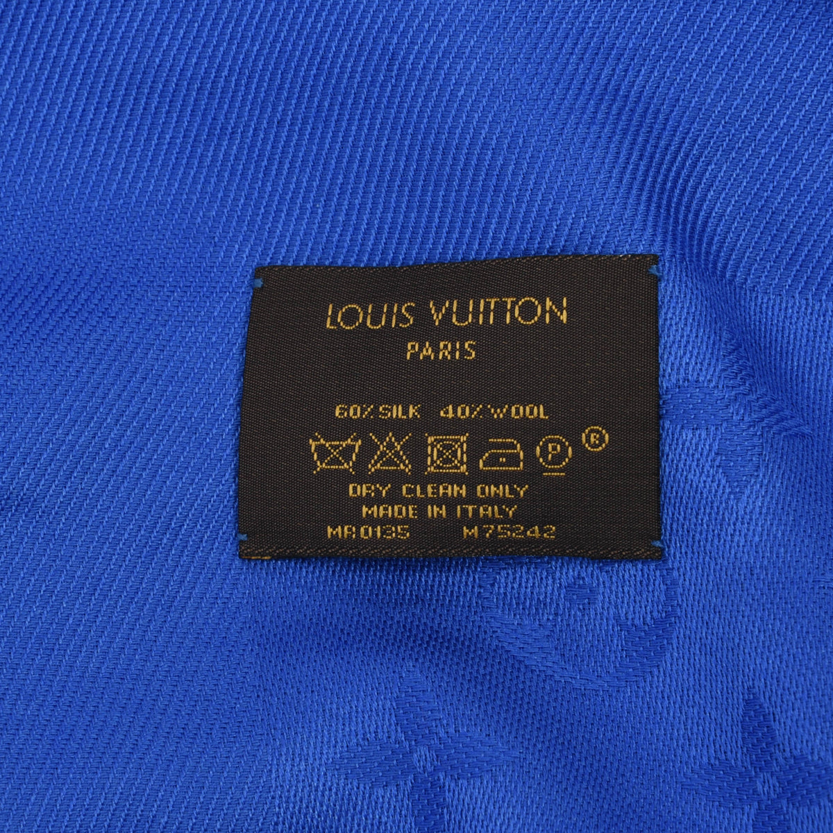 Louis Vuitton Blue Silk & Wool Monogram Classic Fringed Shawl