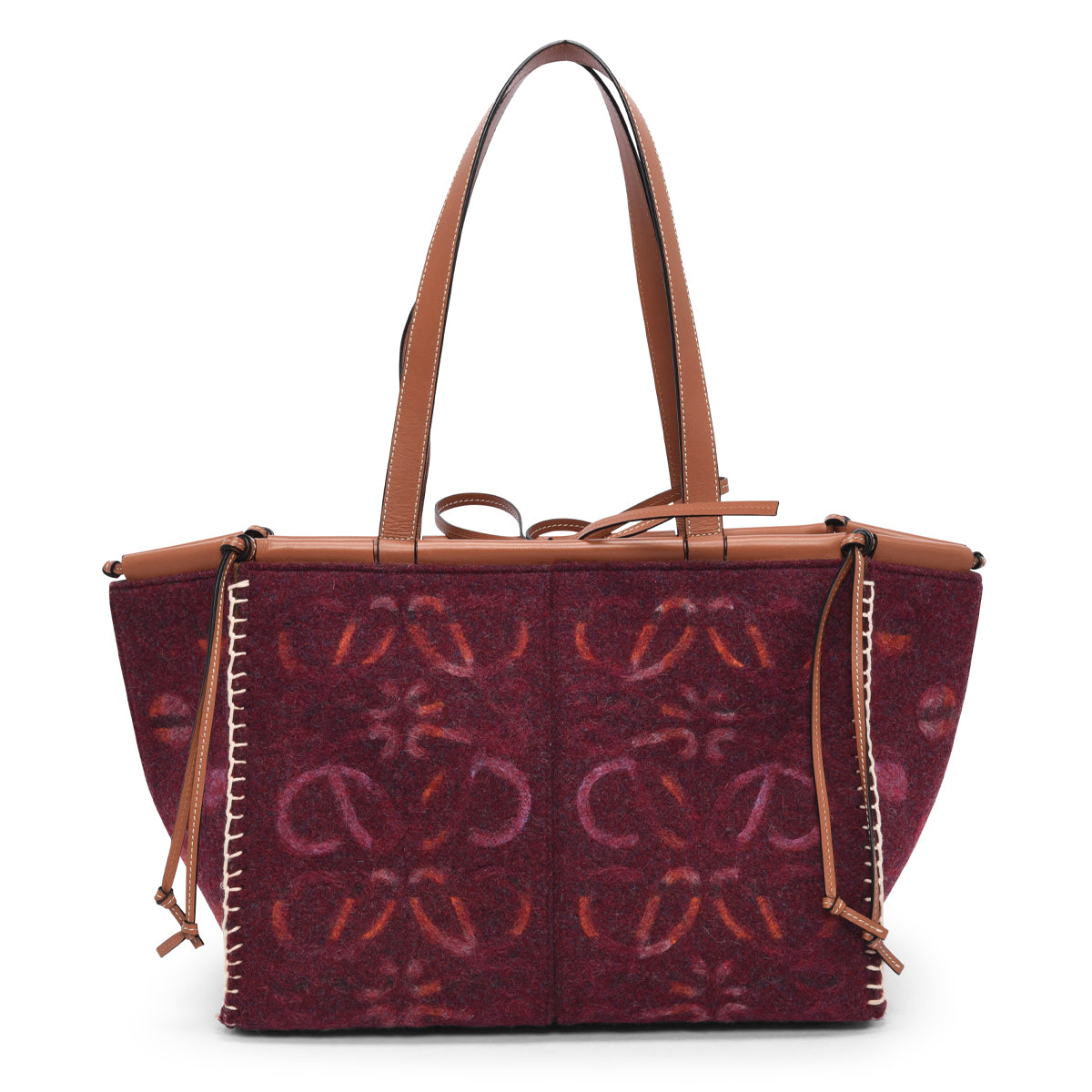Loewe Burgundy Wool Anagram Cushion Tote