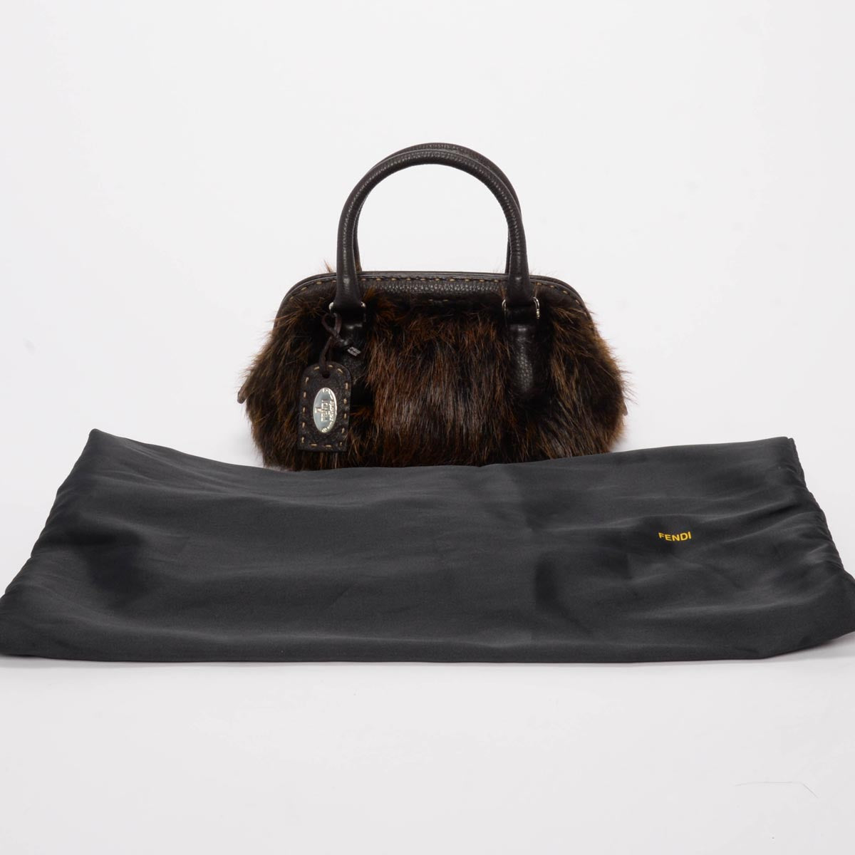Fendi Brown Fur Selleria Adele 1328 Bag