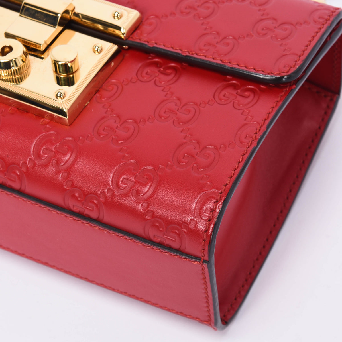 Gucci Red Guccissima Small Padlock Bag