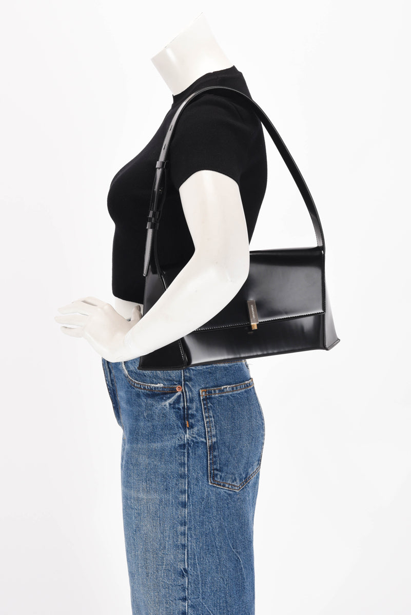 Ferragamo Black Calfskin Geometric Shoulder Bag
