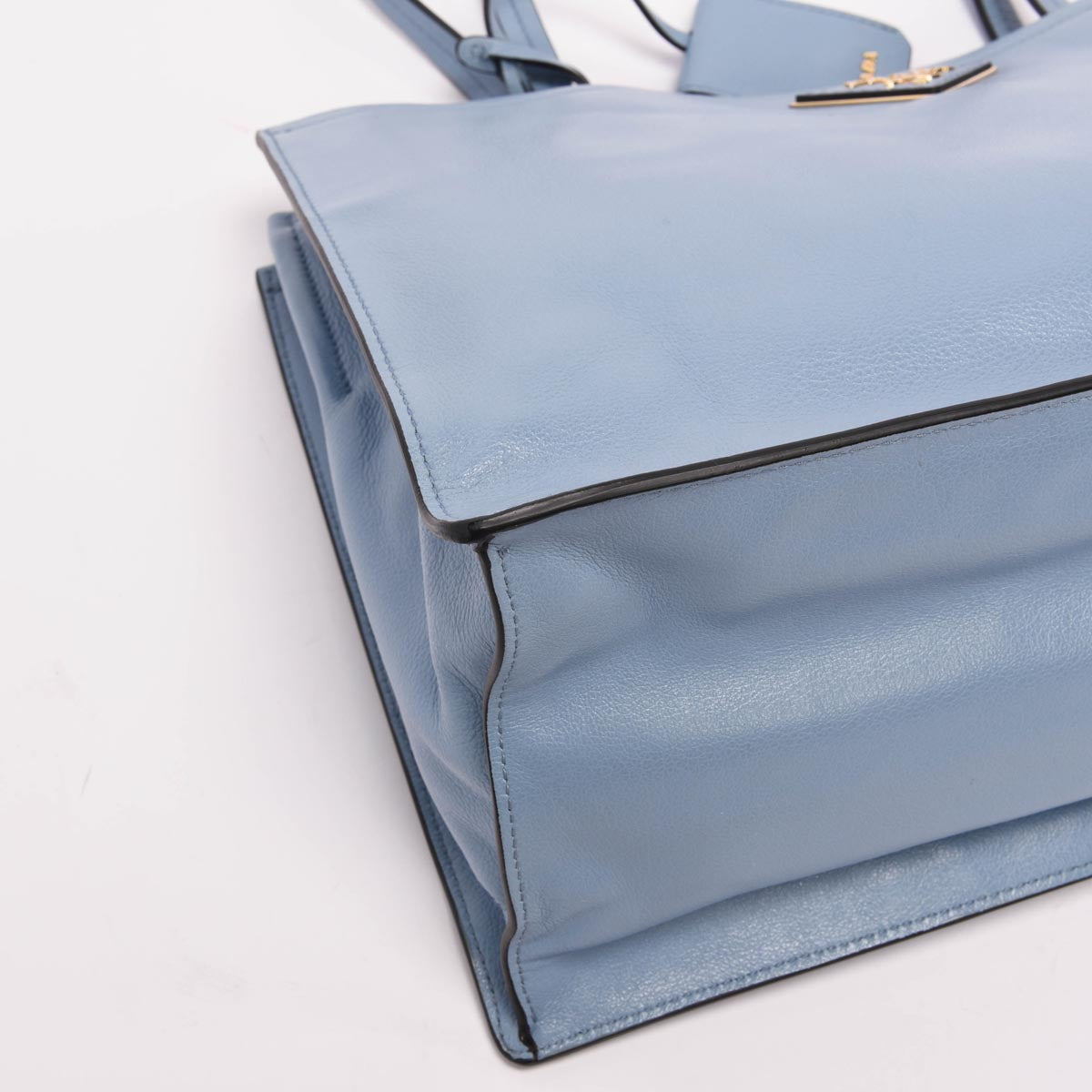 Prada Astrale Blue Glace Calf Shopping Tote