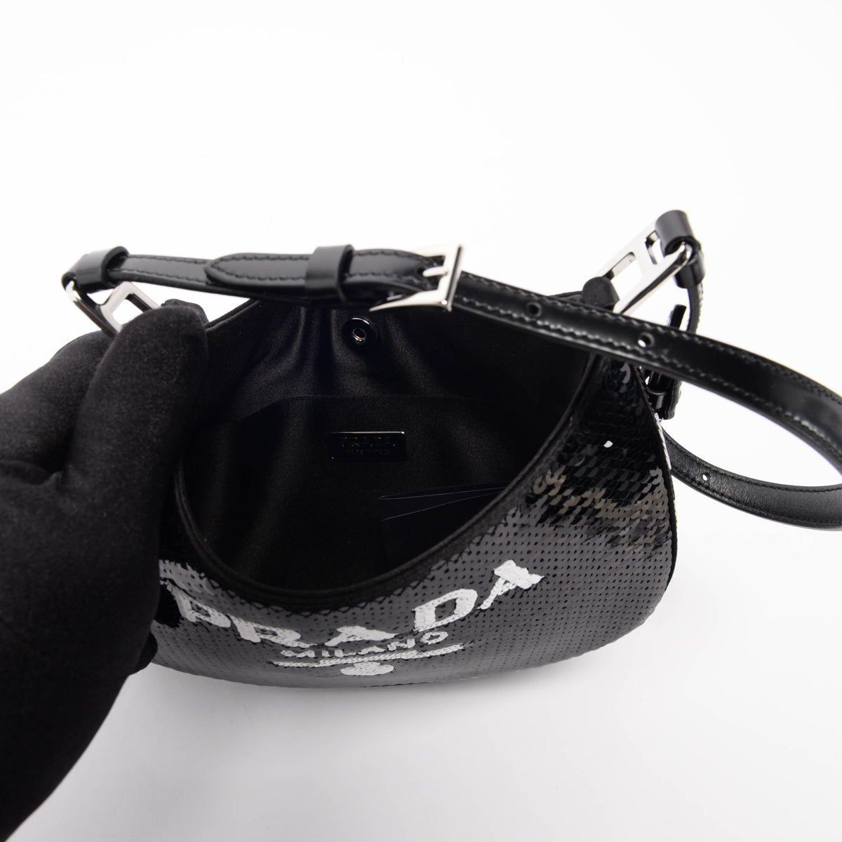 Prada Black Sequin Cleo Mini Bag