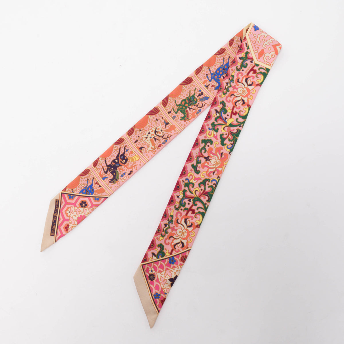 Hermes Pink Silk Collections Imperiales Twilly