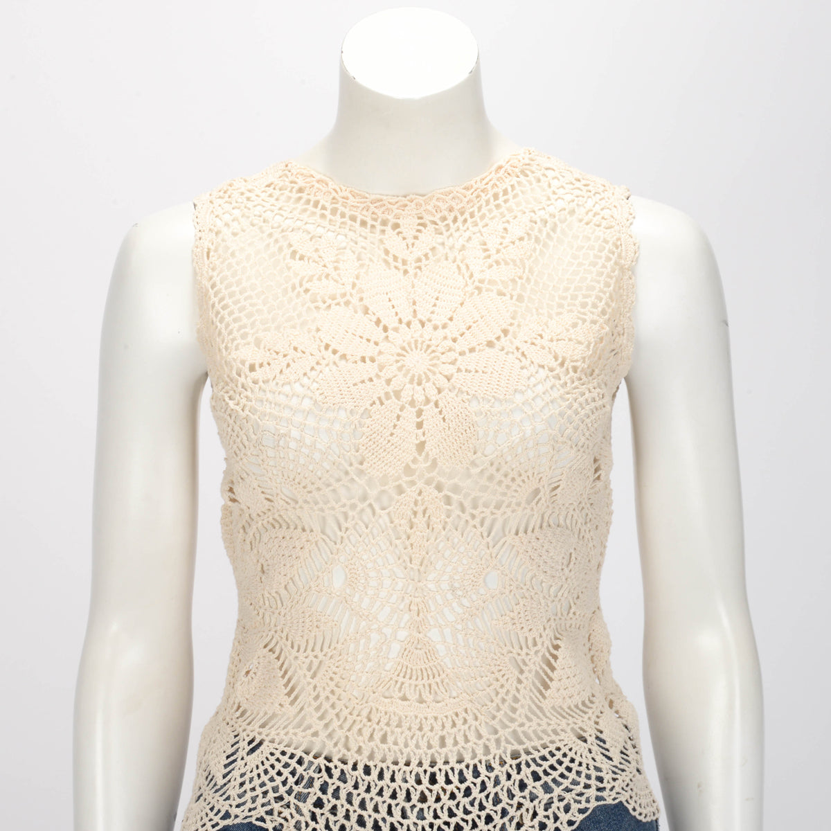 Magda Butrym Cream Cotton Crochet Top EU 36