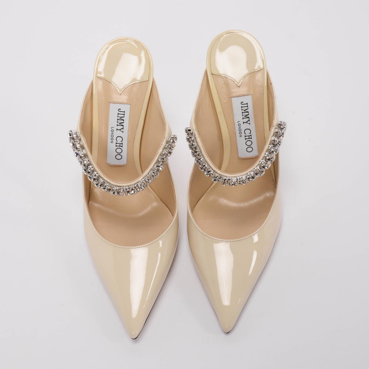 Jimmy Choo Linen Patent Bing Pumps 38.5