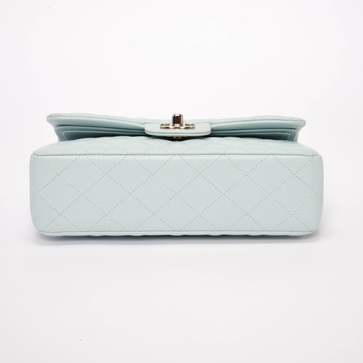Chanel Light Blue Quilted Caviar Small Classic Flap Bag