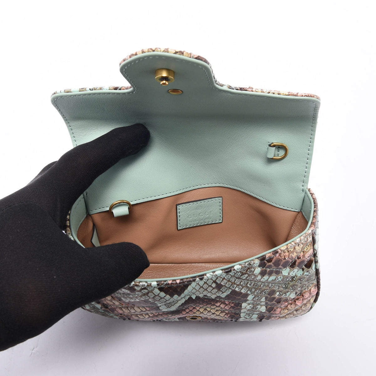 Gucci Aqua Python GG Marmont Mini Bag