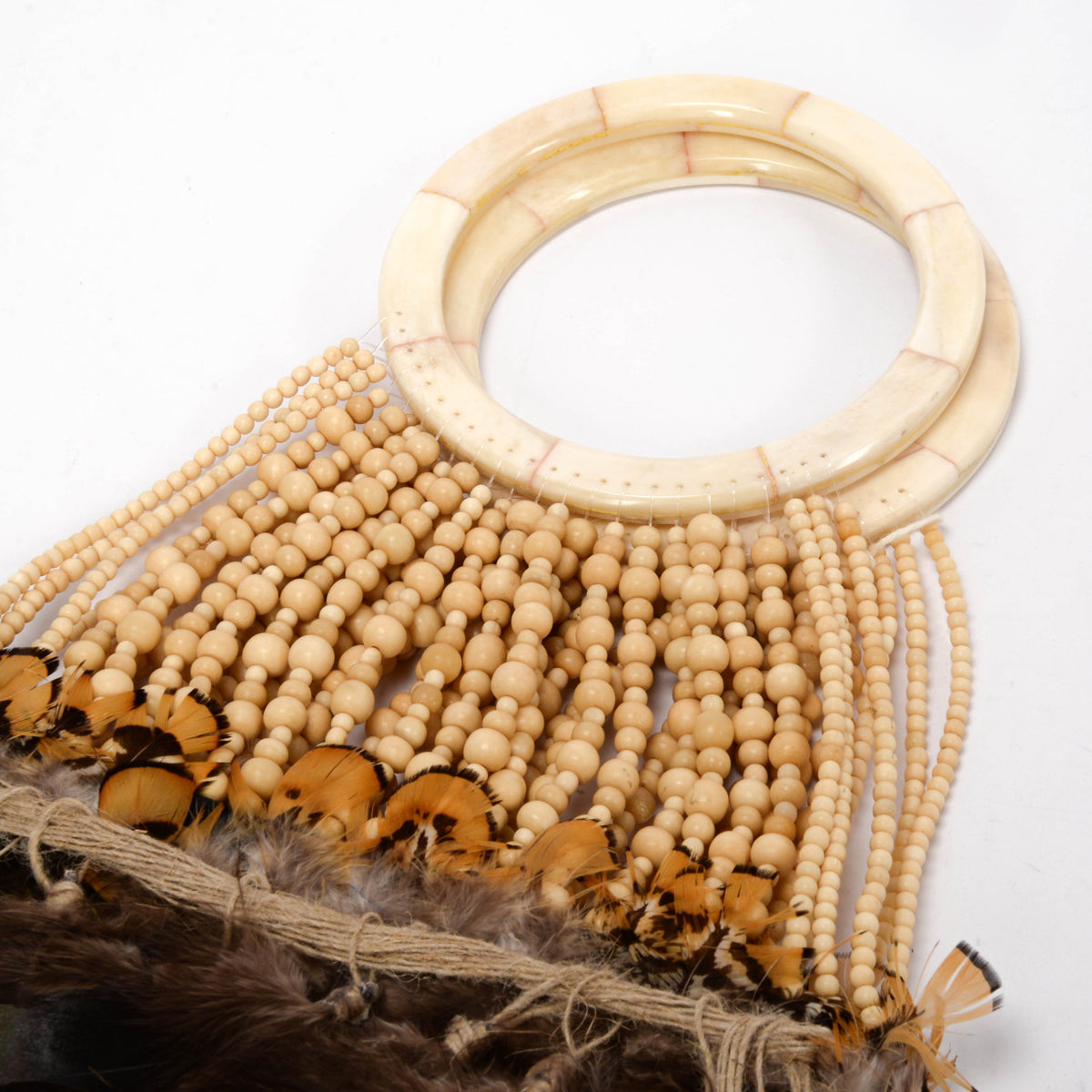 Alexander McQueen Brown Bead & Feather Embellished Irere Evening Bag