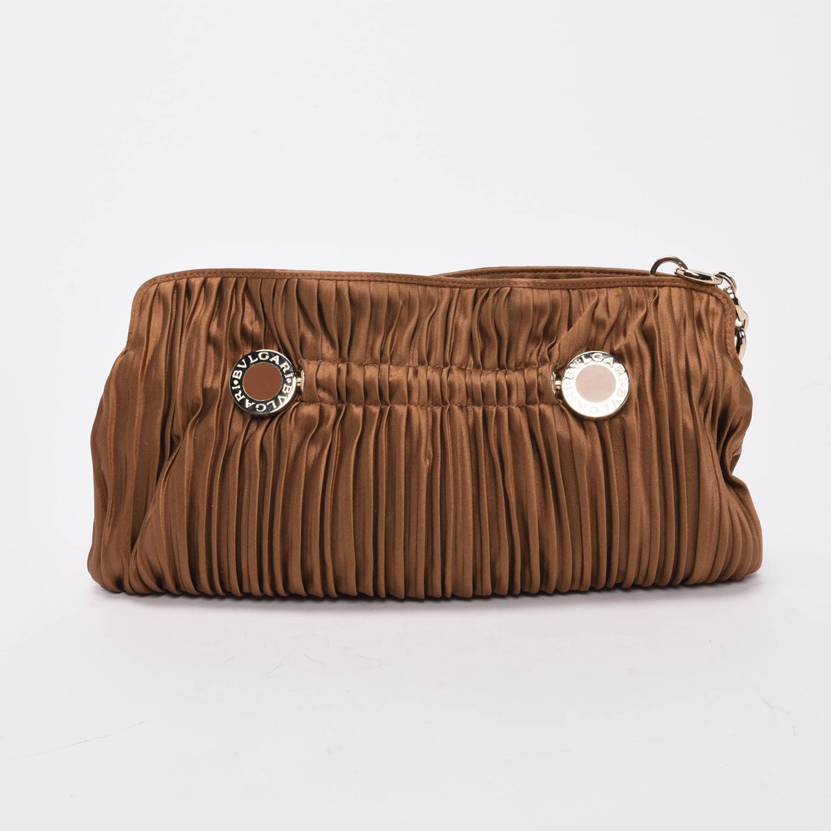 Bulgari Bronze Satin Plisse Clutch