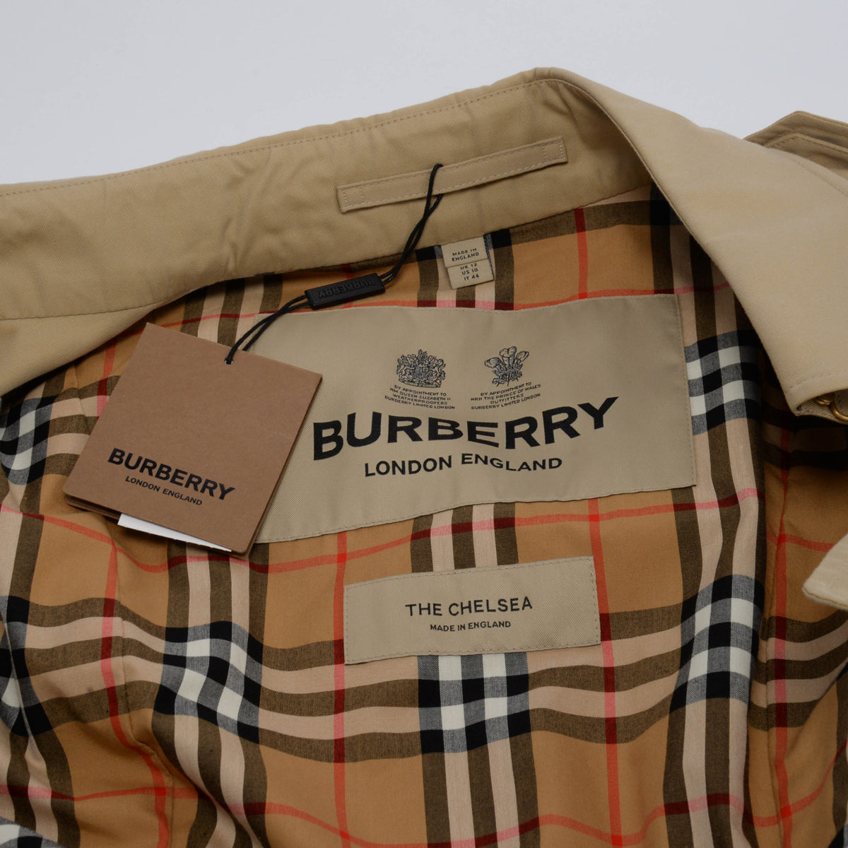Burberry Honey Beige Cotton Chelsea Long Trench Coat UK 12