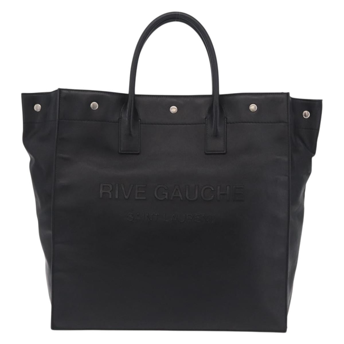 Saint Laurent Black Embossed Leather Rive Gauche Shopper Tote