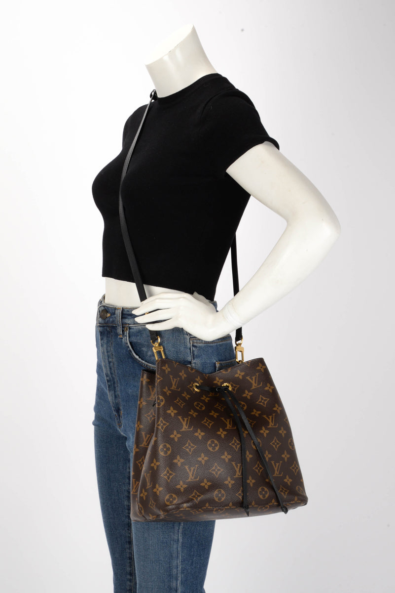 Louis Vuitton Noir Leather & Monogram NeoNoe
