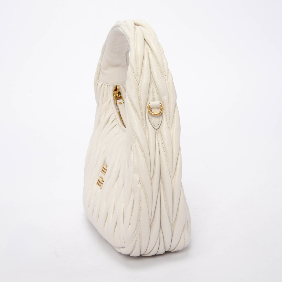 Miu Miu White Nappa Matelasse Medium Wander Bag