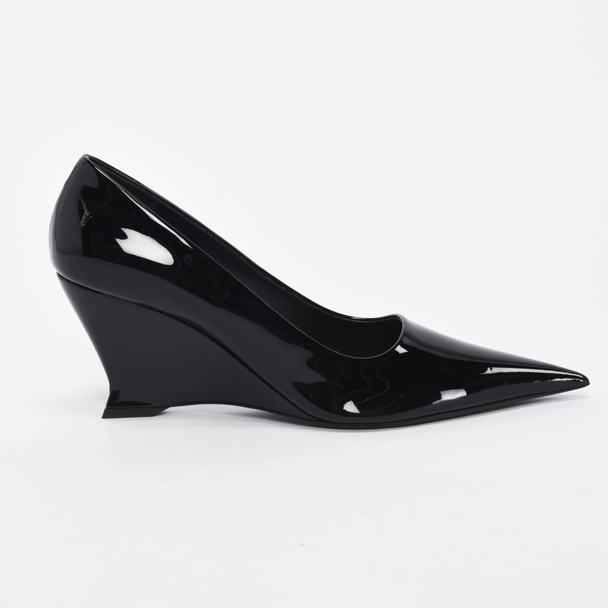 Ferragamo Black Patent Viola Wedges 10.5