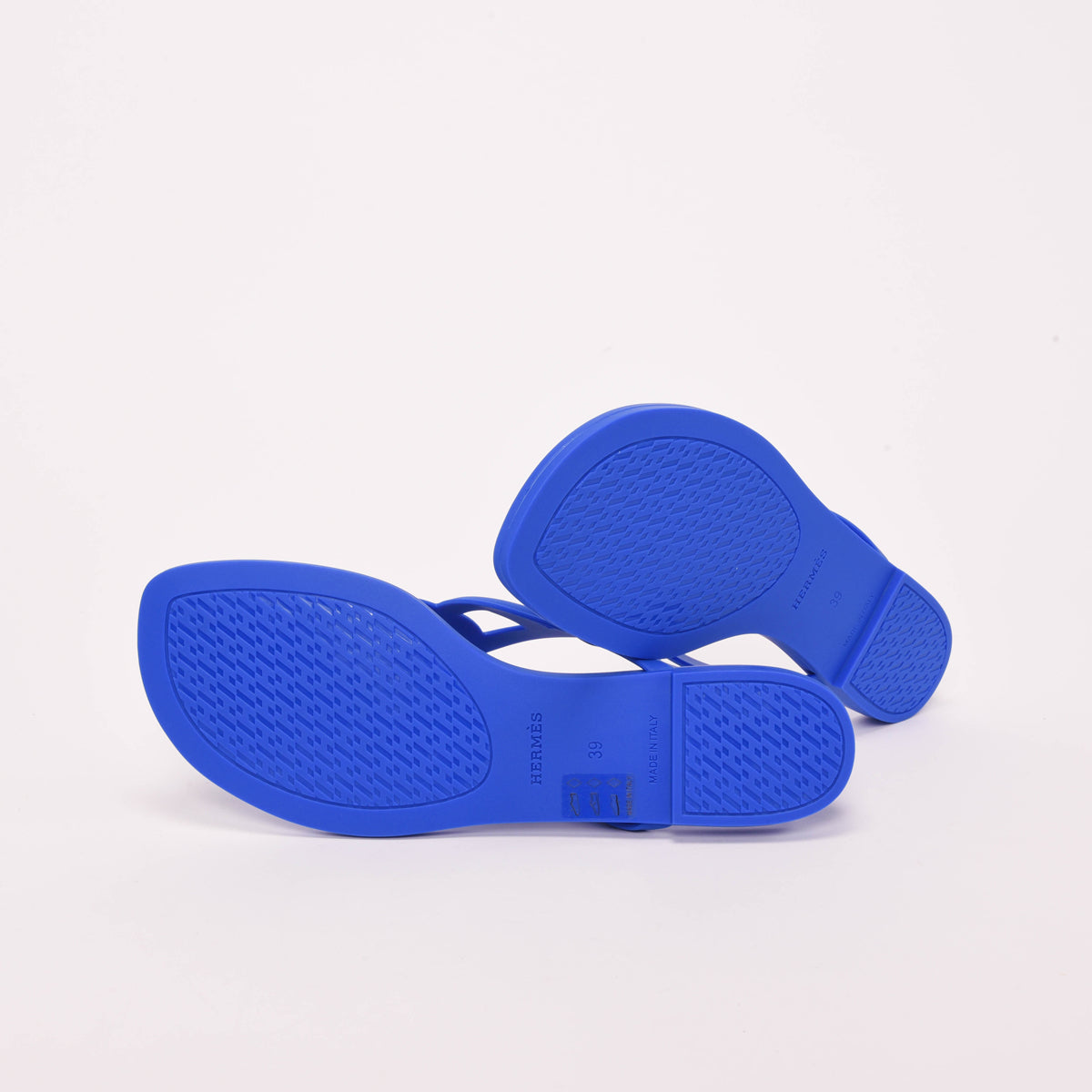 Hermes Royal Blue Rubber Egerie Sandals 39