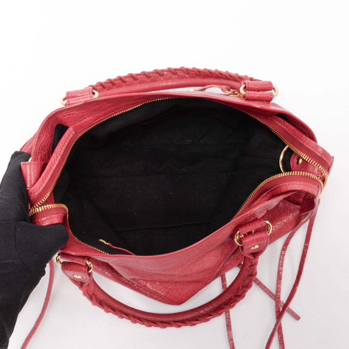 Balenciaga Raspberry Arena Lambskin Town Bag