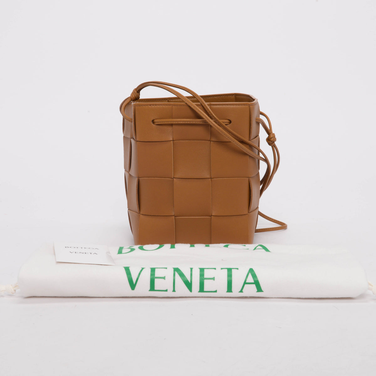 Bottega Veneta Camel Intreccio Small Cassette Bucket Bag