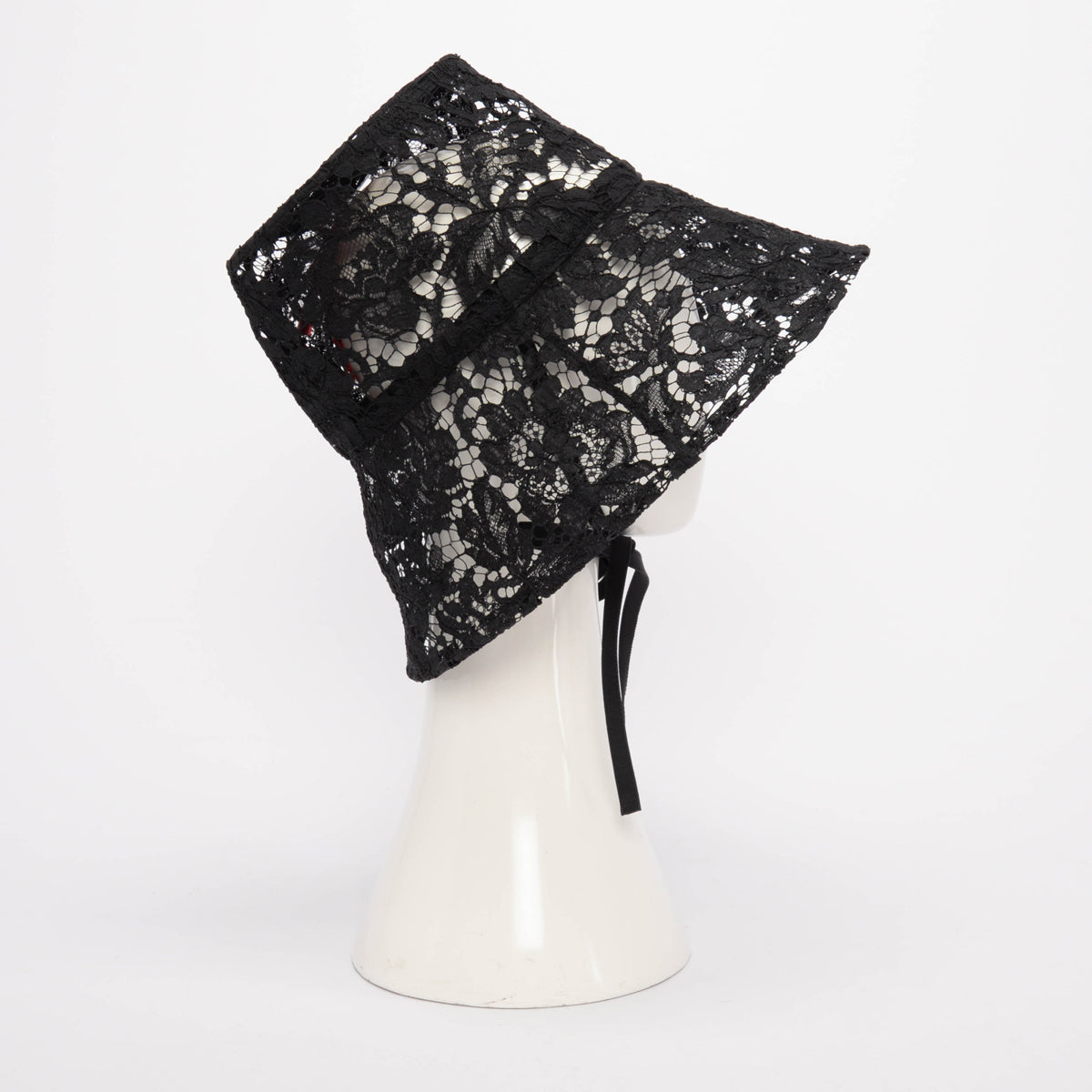 Valentino Black Floral Lace Bucket Hat
