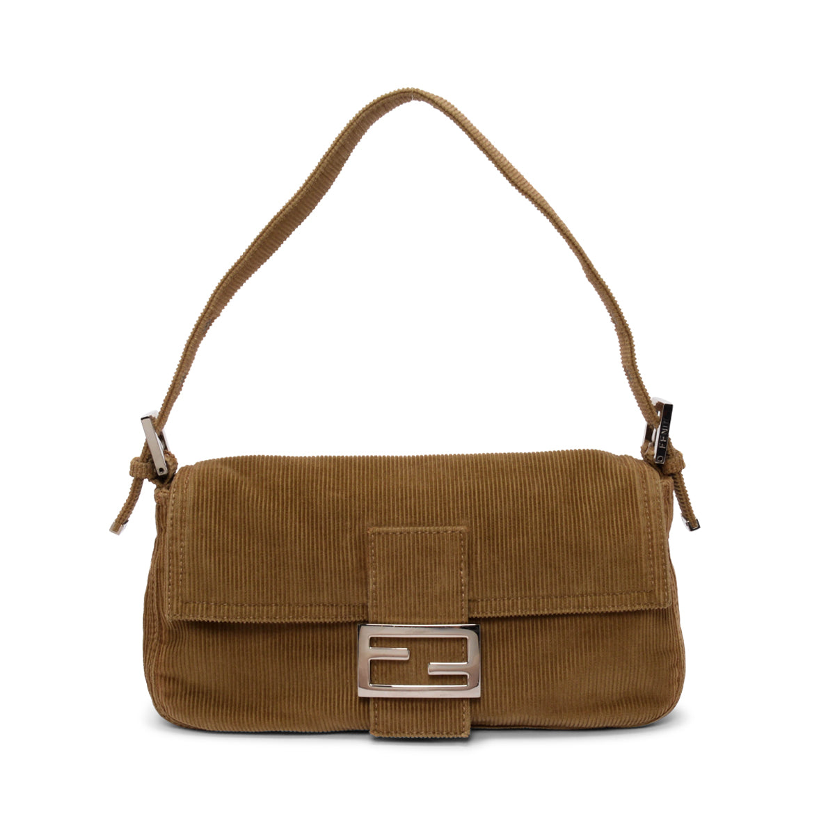 Fendi Camel Corduroy Baguette Bag