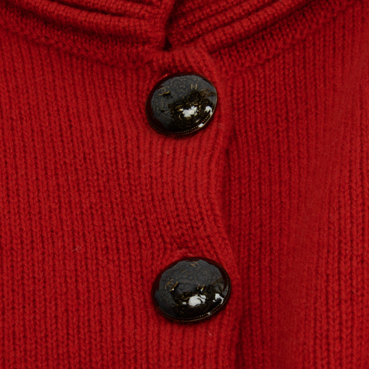 Chanel Red Cashmere Belted Mandarin Collar Cardigan Jacket FR 40