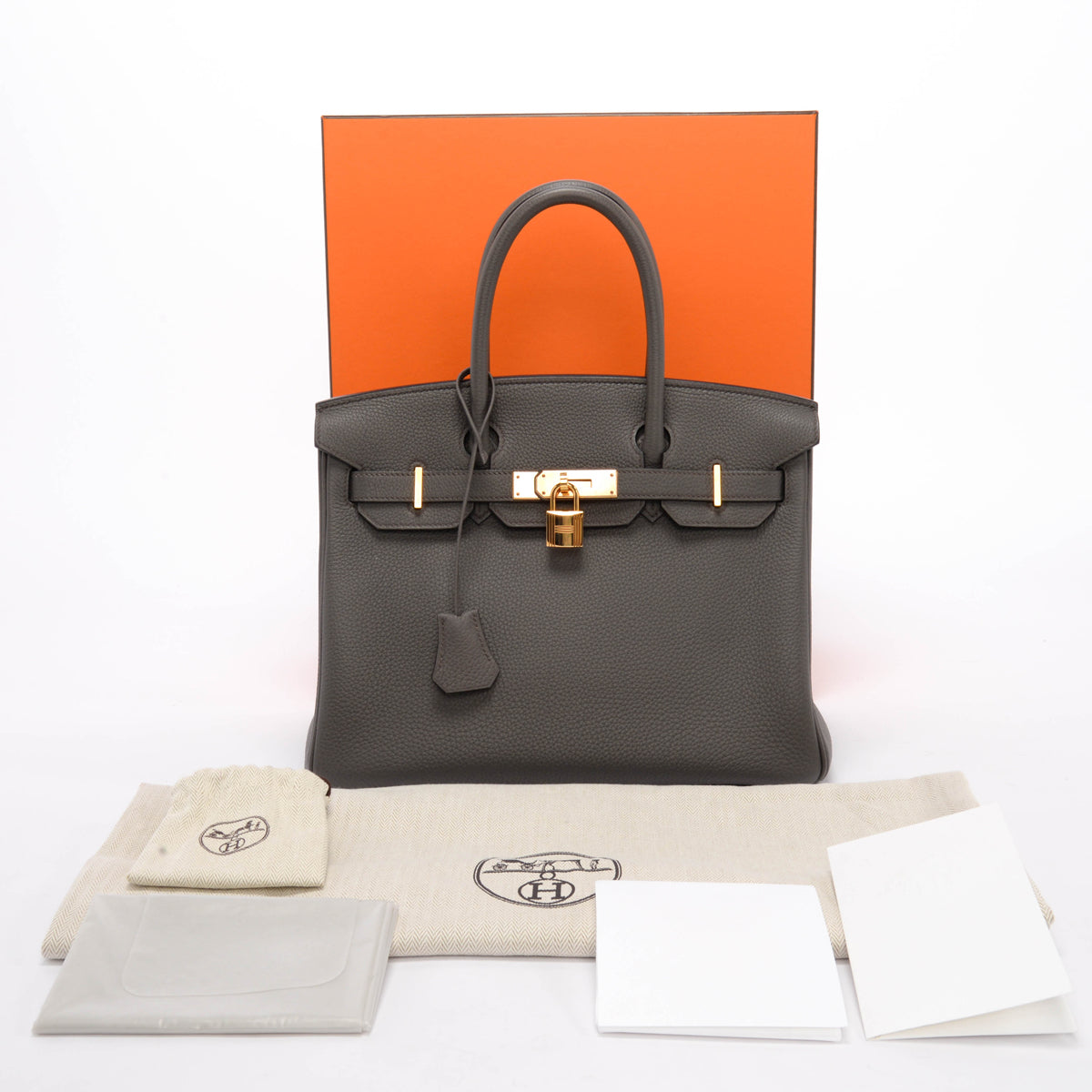 Hermes Gris Etain Togo Birkin 30 RGHW