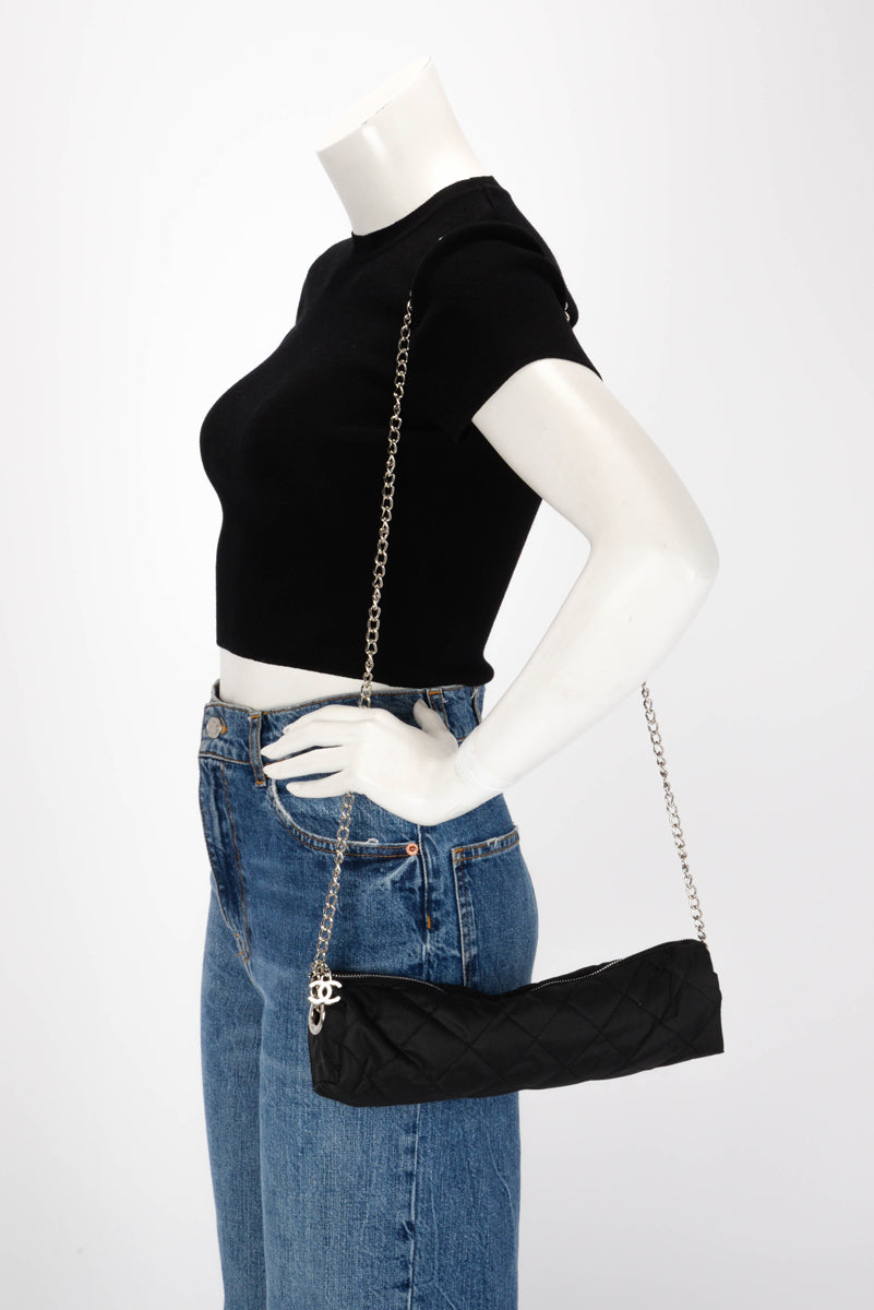 Chanel Beige & Black Nylon CC Logo Umbrella