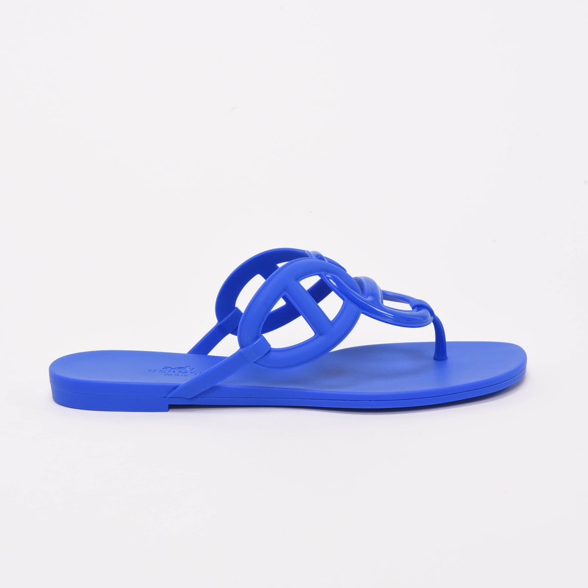 Hermes Royal Blue Rubber Egerie Sandals 39