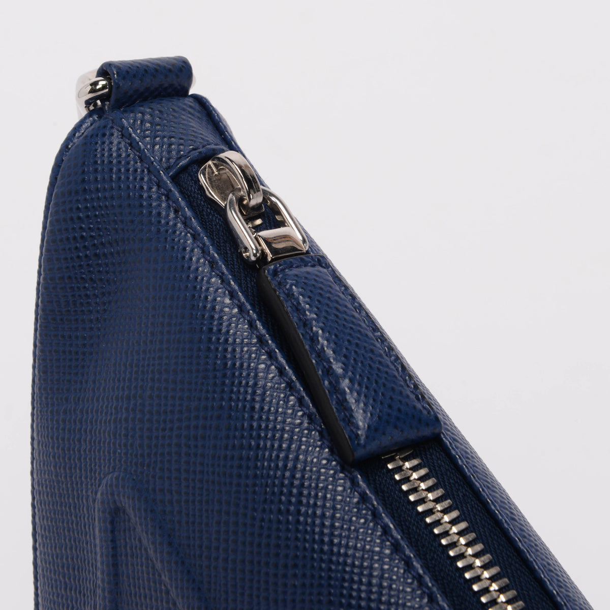 Prada Blue Saffiano Prada Triangle Wristlet