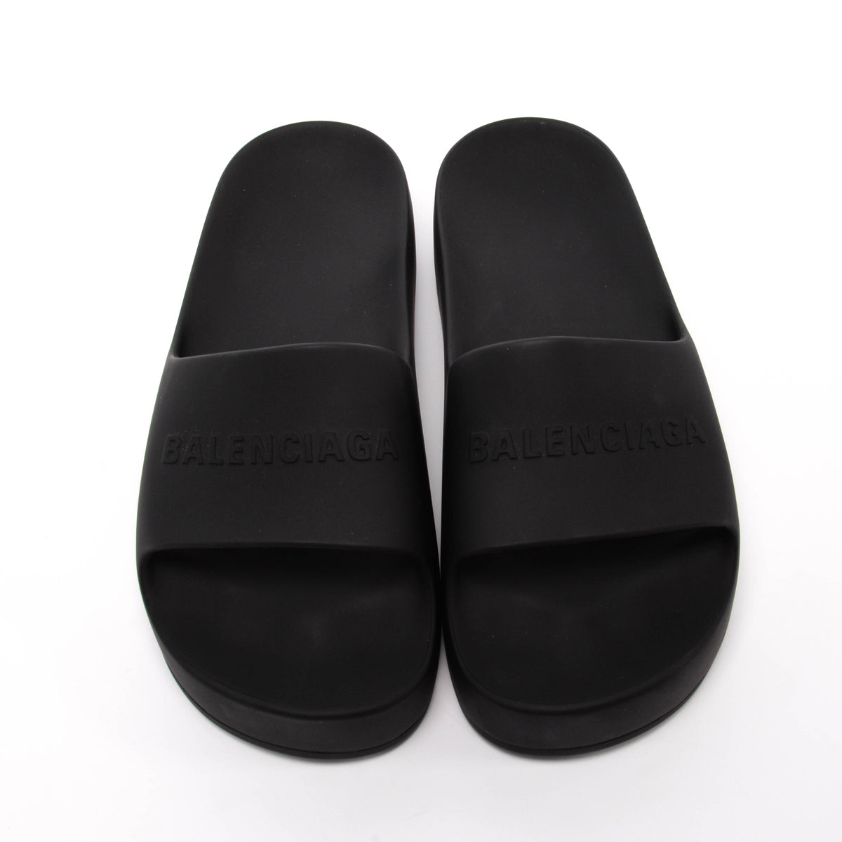 Balenciaga Black Rubber Chunky Logo Slides 38