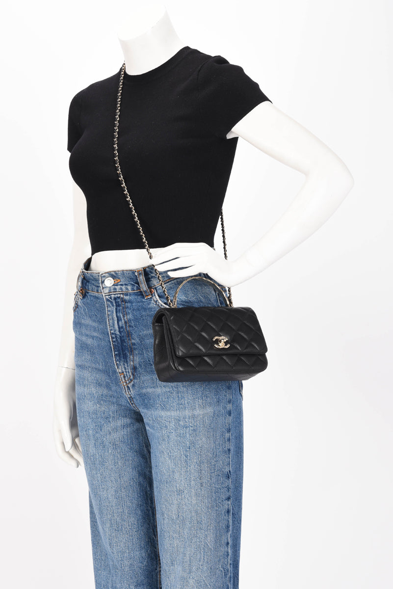 Chanel Black Caviar Coco Crush Mini Top Handle Bag