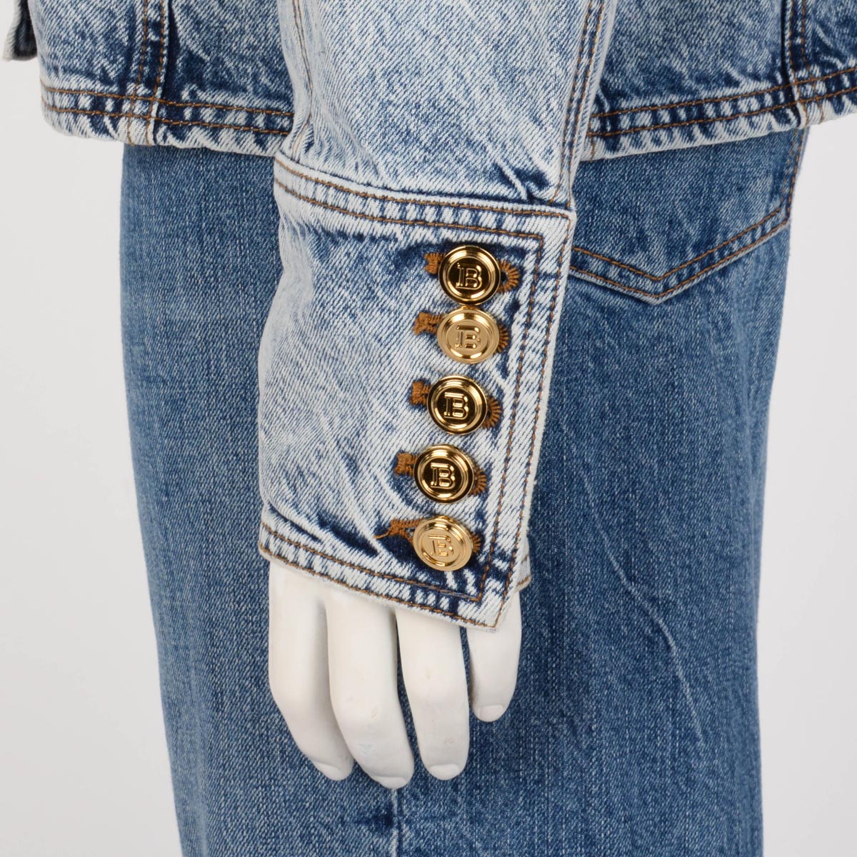 Balmain Blue Distressed Denim Shirt Jacket FR 40