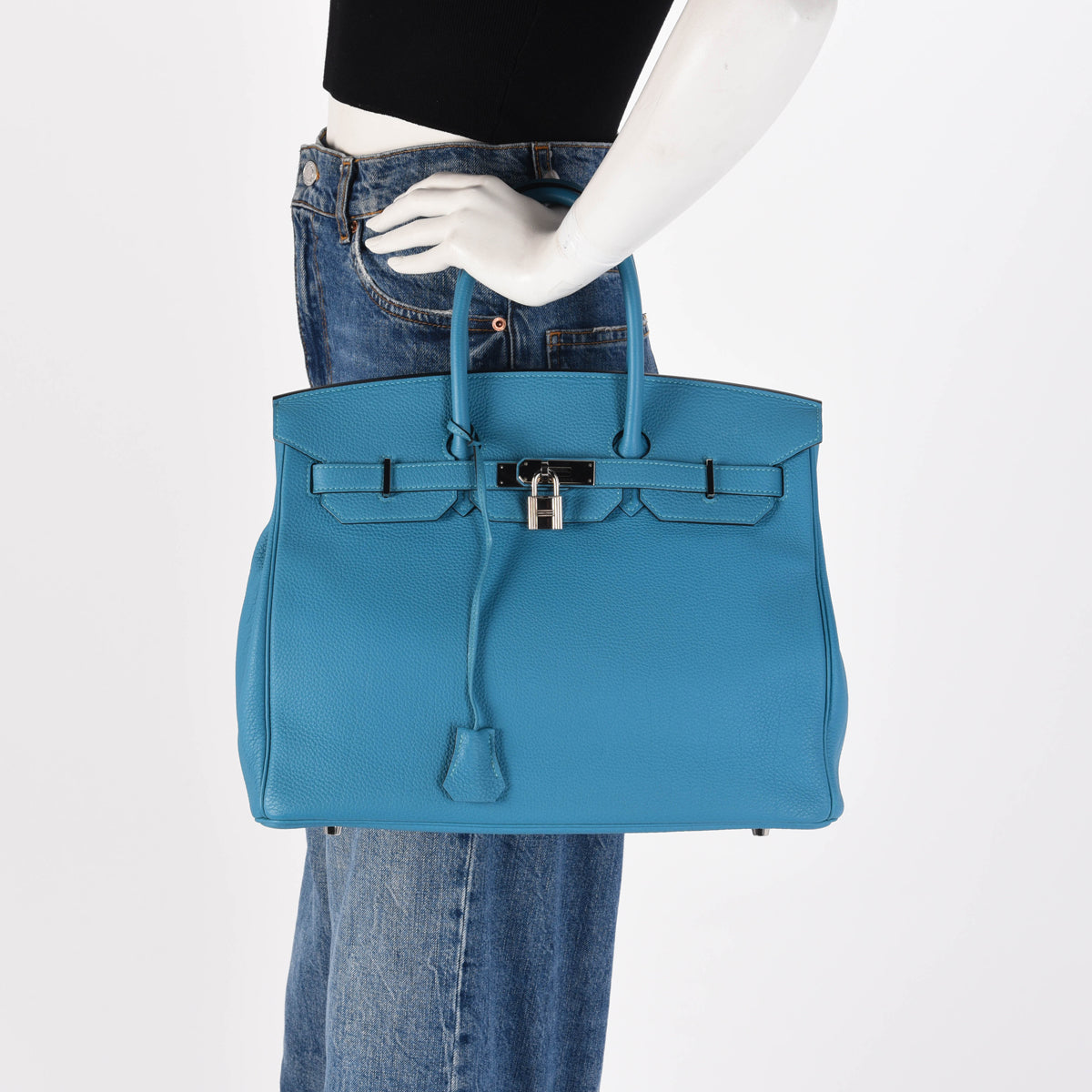 Hermes Blue Paon Togo Birkin 35 PHW