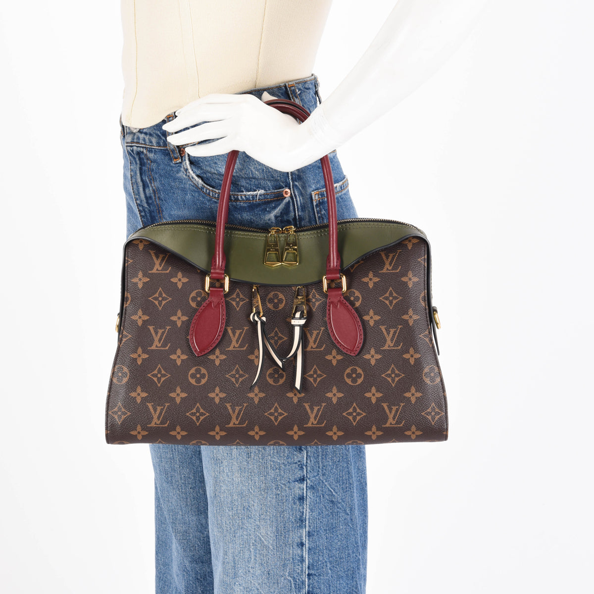 Louis Vuitton Khaki & Burgundy Monogram Canvas Tuileries Bag