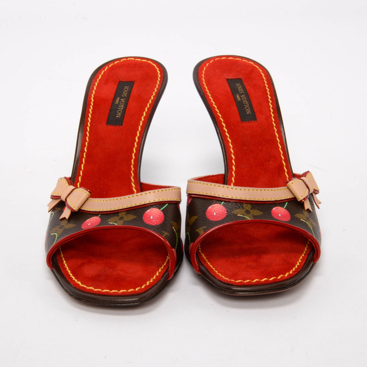 Louis Vuitton x Takashi Murakami Monogram Cerises Bow Sandals 37.5