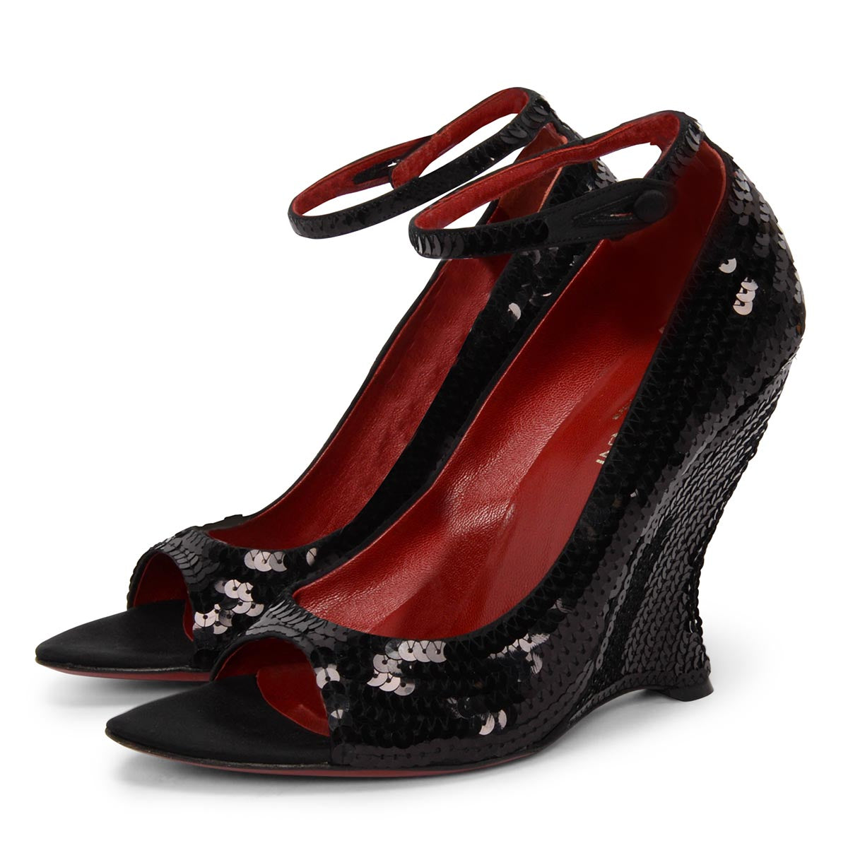 Yves Saint Laurent Black Sequin Wedges 40