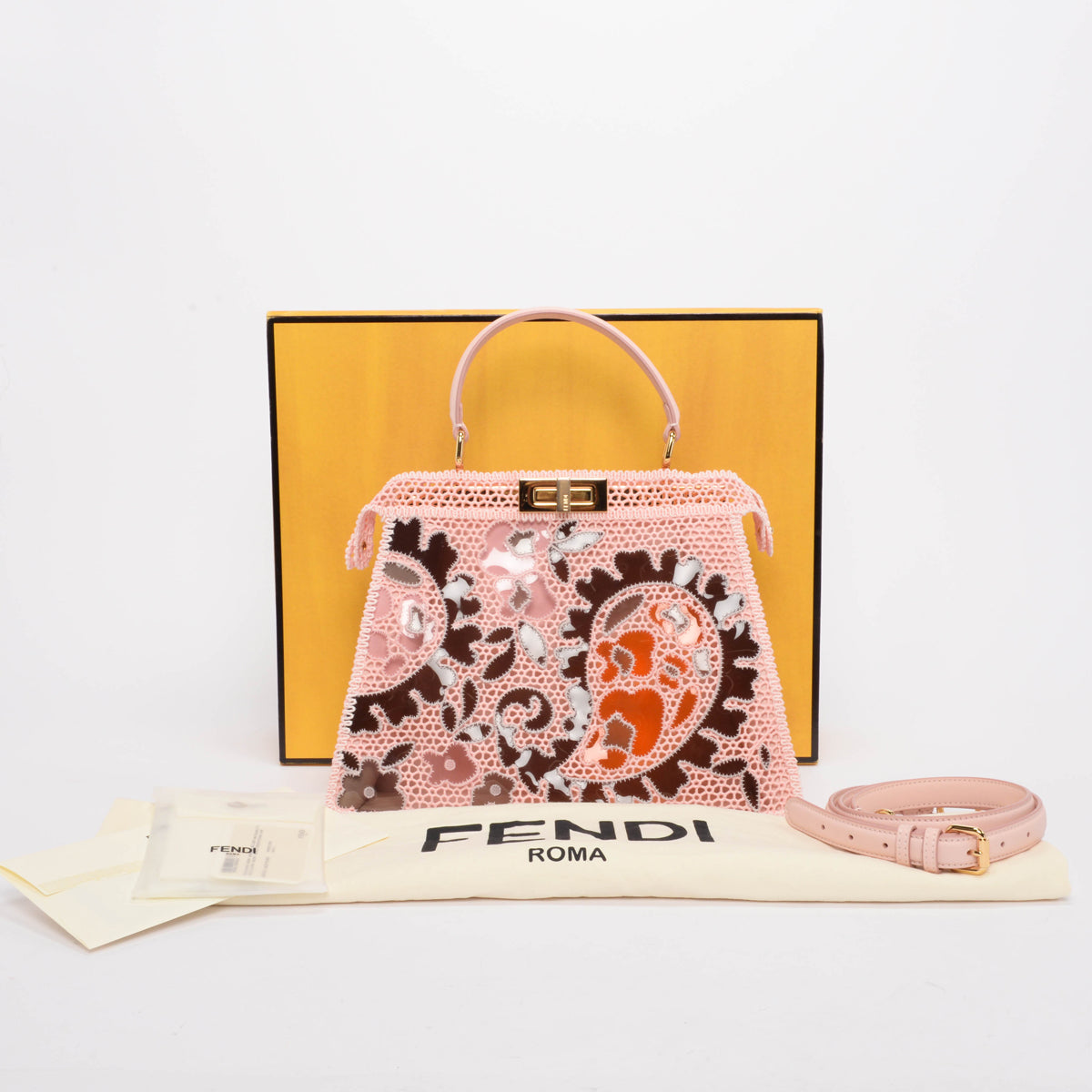 Fendi Pink Macrame Medium Peekaboo ISeeU Bag