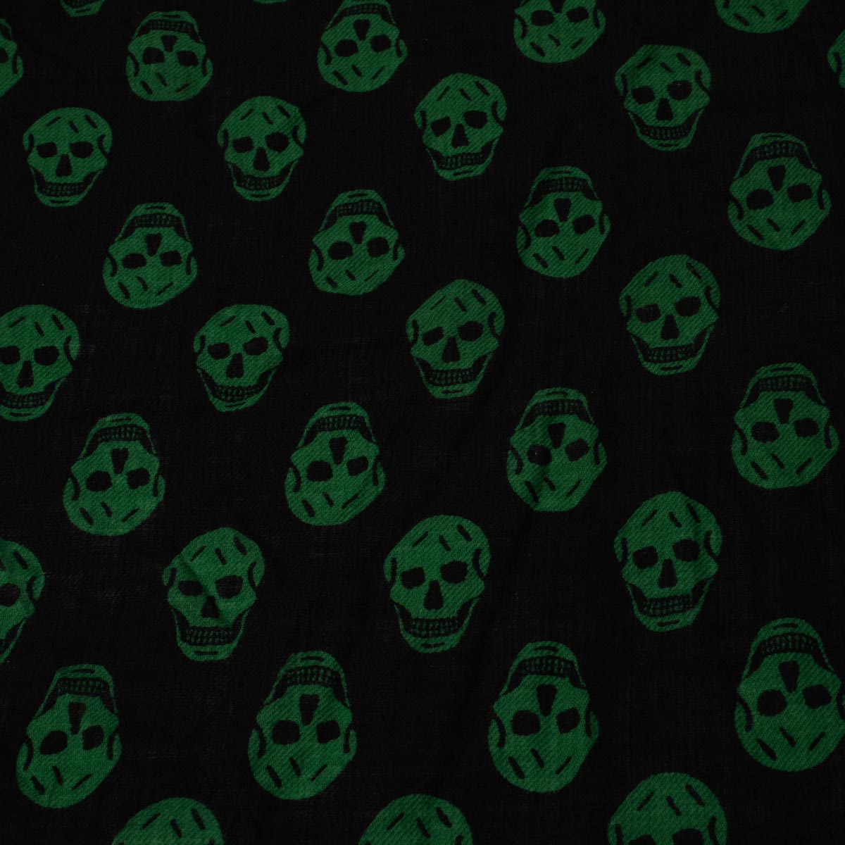 Alexander McQueen Black & Green Wool Biker Skull Scarf