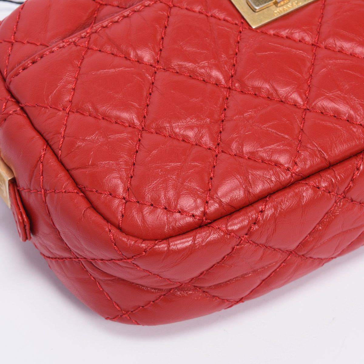 Chanel Red Aged Quilted Calfskin Mini Reissue Camera Case