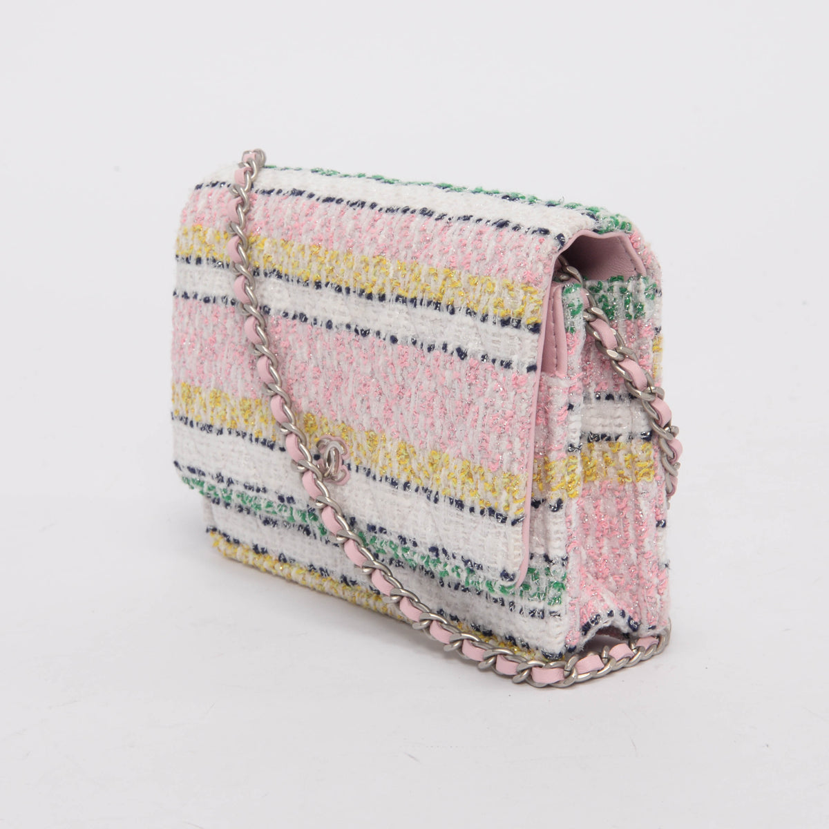 Chanel Pastel Quilted Tweed Classic Wallet On Chain Mini Bag
