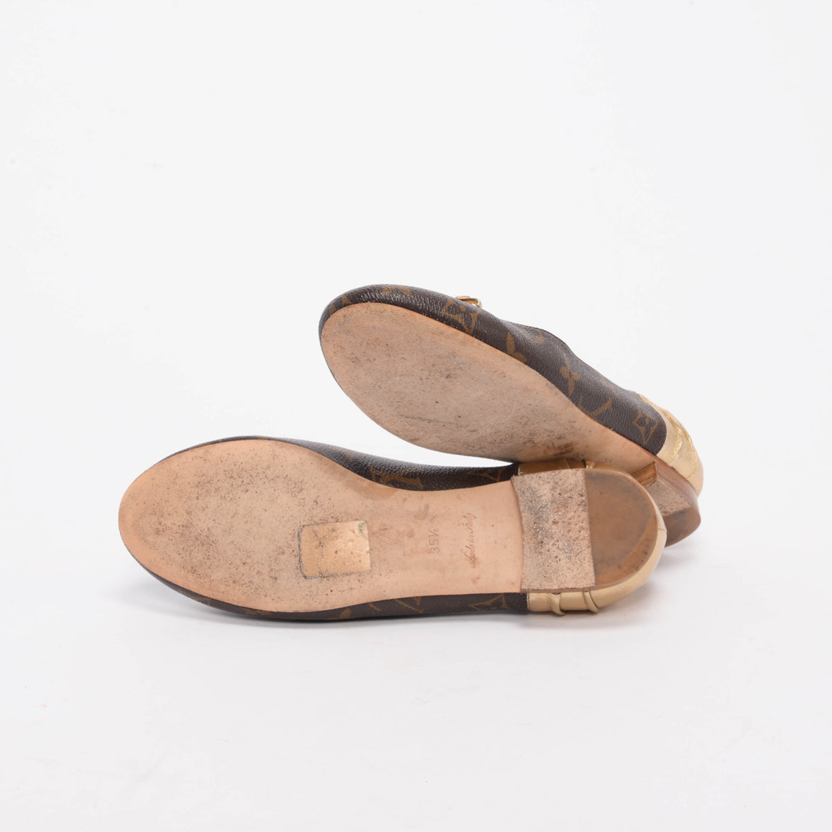 Louis Vuitton Gold Monogram Canvas Joy Ballerina Flats 35.5