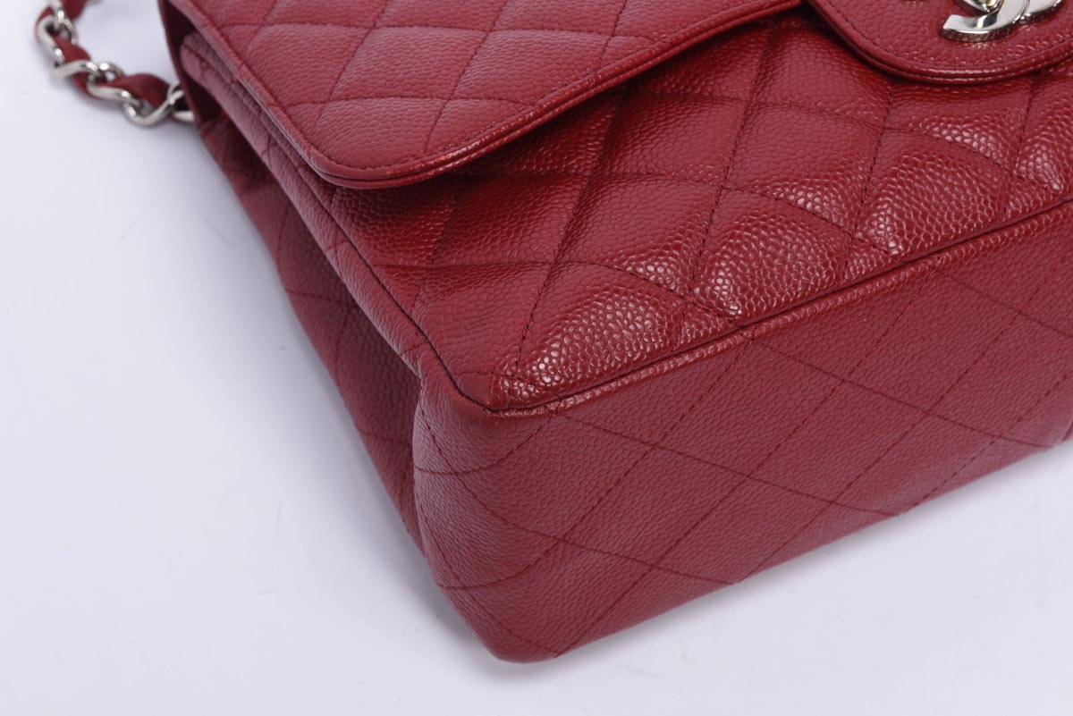 Chanel Dark Red Caviar Large Classic Single Flap Bag
