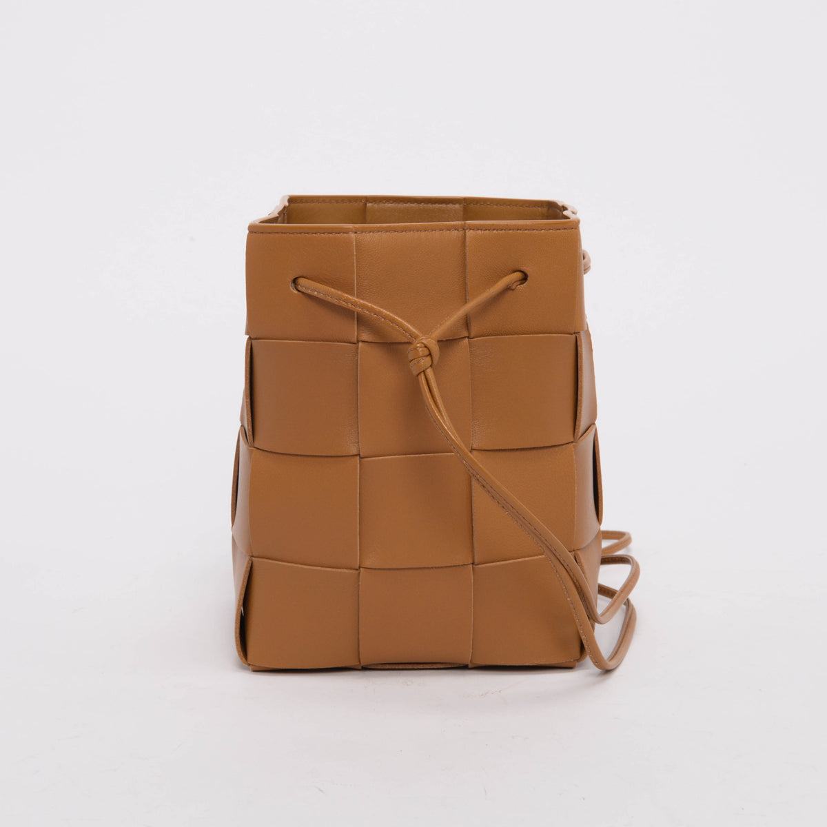 Bottega Veneta Camel Intreccio Small Cassette Bucket Bag