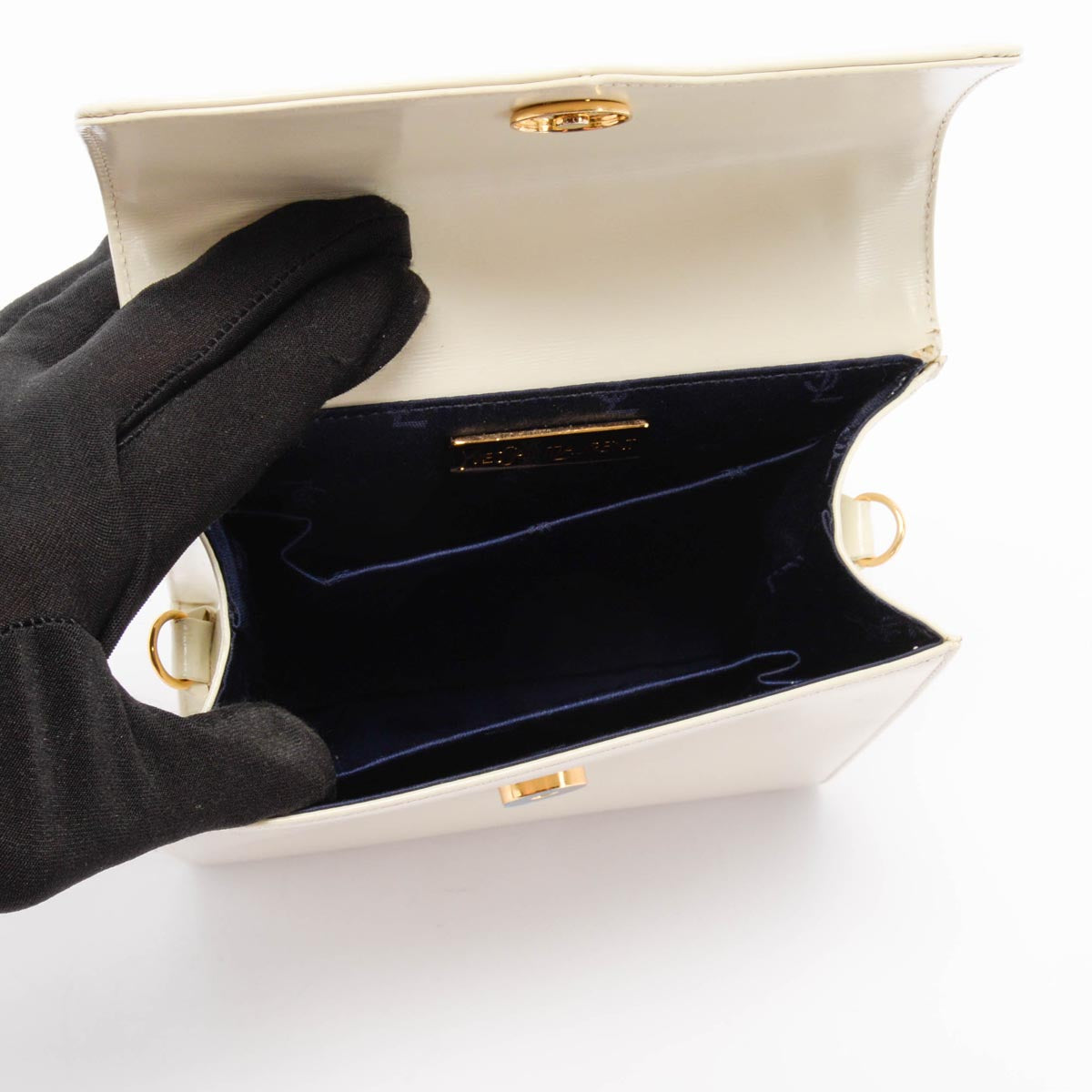 YSL Cream Leather Logo Charm Mini Bag