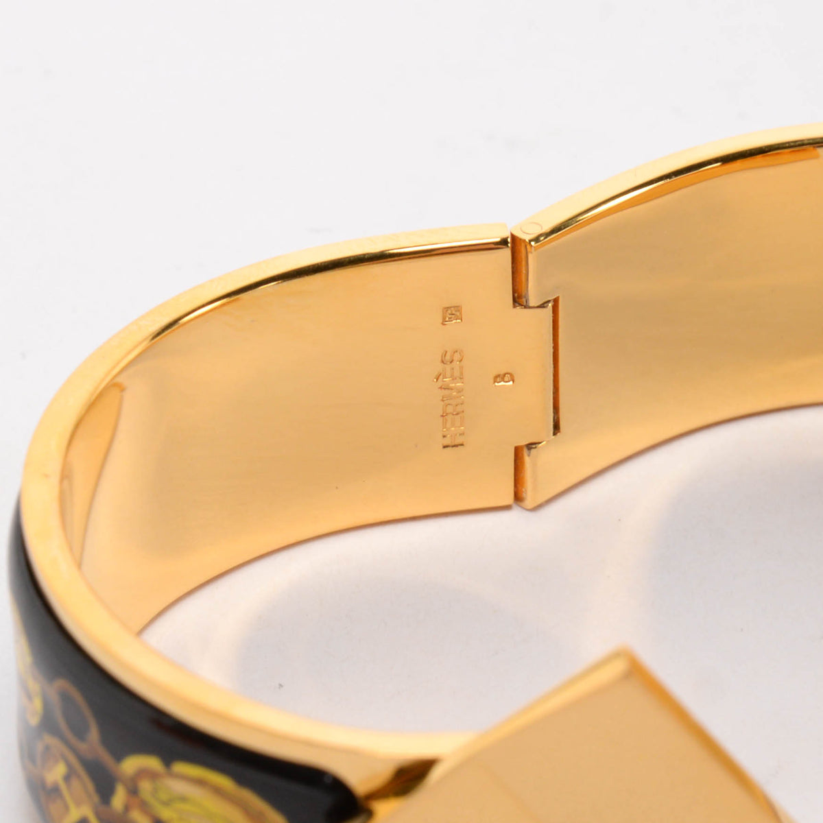 Hermes Black Gold Plated Enamel Kavalla Clic Clac H Bracelet