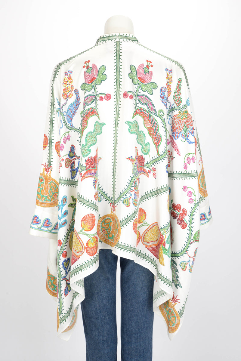 La DoubleJ White & Multicolour Silk Grenadilla Print Blouse S