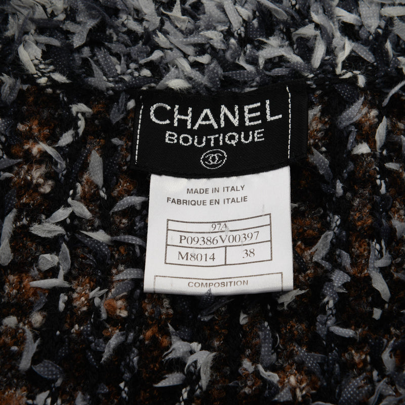 Chanel Blue & Brown Fantasy Knit Longline Cardigan FR 38 - Blue Spinach